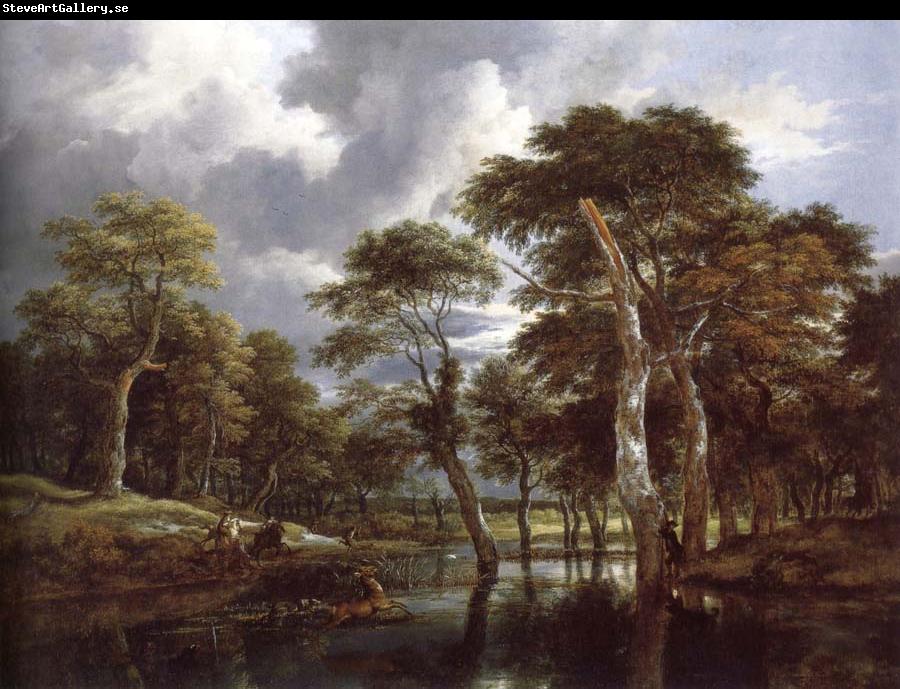 Jacob van Ruisdael Waterfall in a Hilly Wooded Landscape